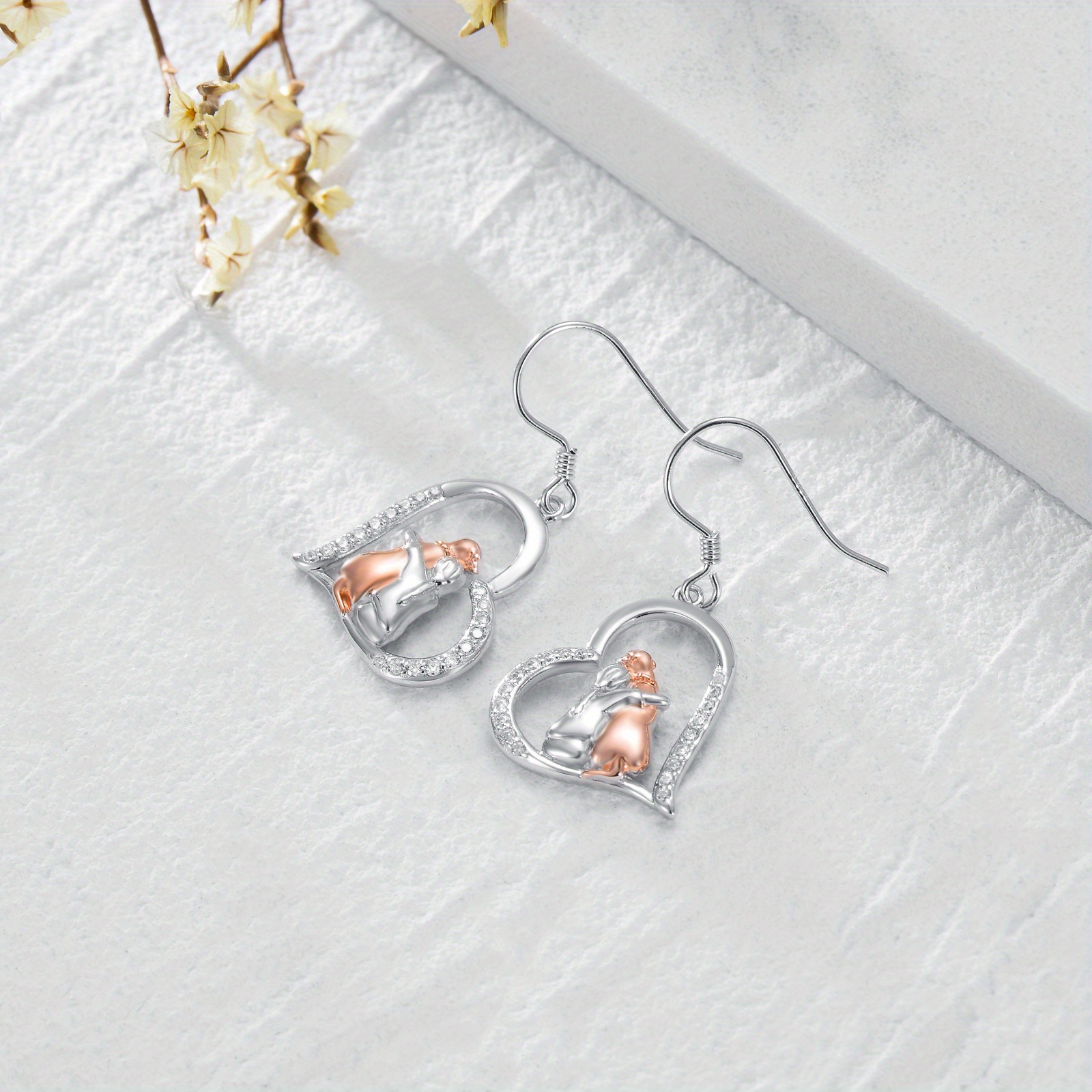 Cute Dog Dangle Earrings, 925 Sterling Silver